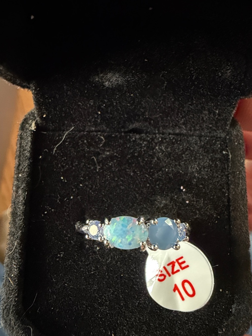 No Words Needed Opal and Sapphire Ring